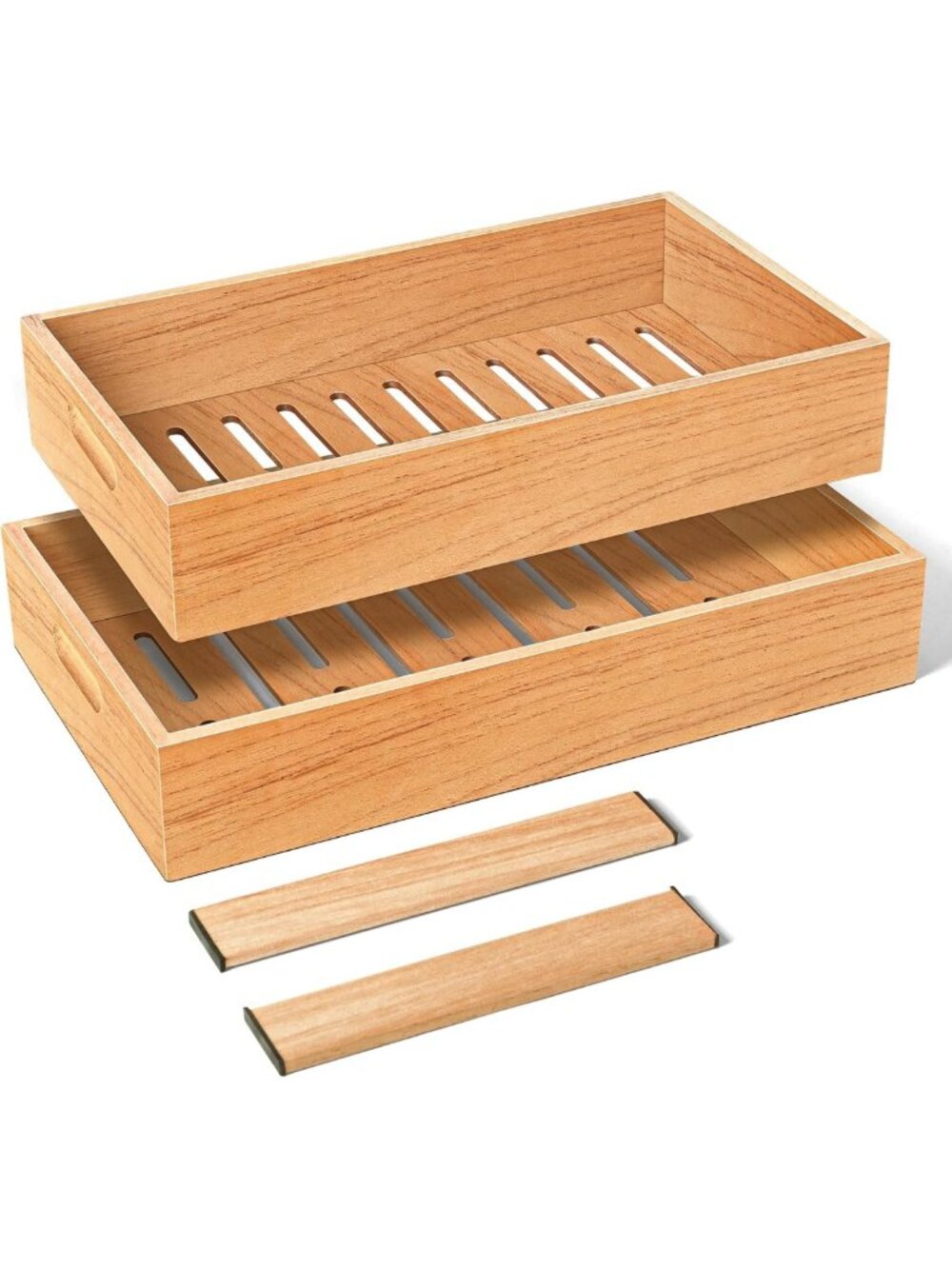 Cedar Cigar Tray with Adjustable Dividers & Storage Drawer - 2 Piece Set
